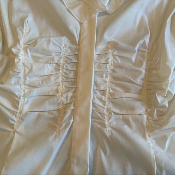 Per Se by Carlisle ruched button L/S white blouse size 14/Large - Picture 3 of 10